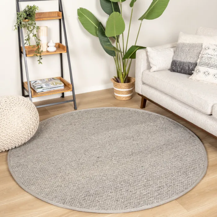 Wollteppich Rund - Twist Grau