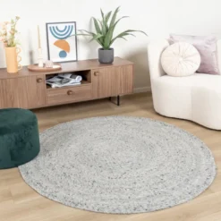Wollteppich Rund - Wise Grau Weiß 609
