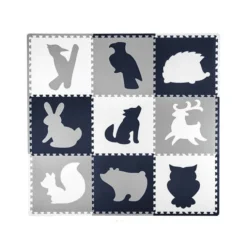 XL Foam Puzzlematte - Lio Wald Dunkelblau Weiß - 180x180cm